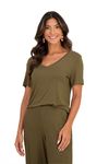 BLUSA BABY-LOOK DECOTE V MILITAR